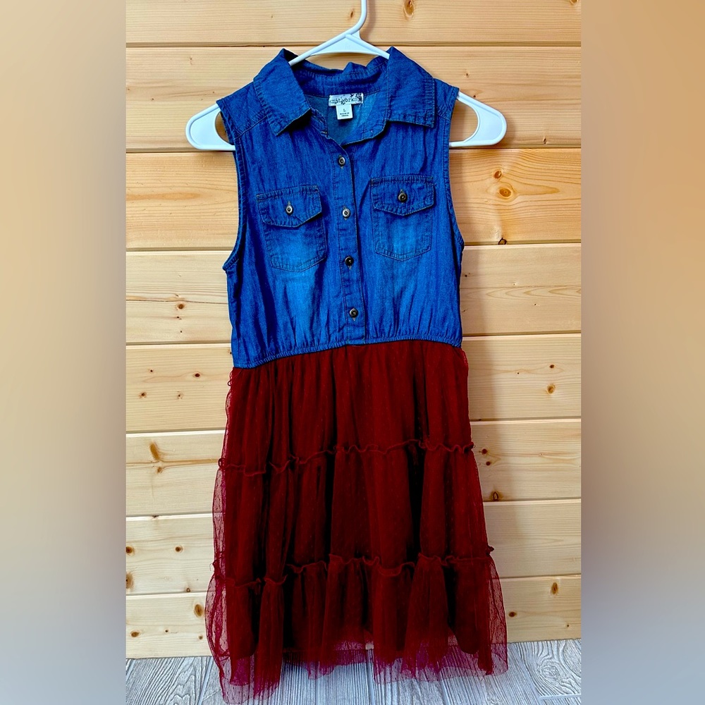 Girls 4-16 Knit Works Denim Tiered Shirt Dress size Large